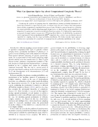 What Can Quantum Optics Say About Computational Complexity Theory?