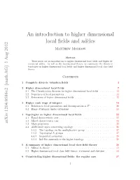 An Introduction to Higher Dimensional Local Fields and Ad`Eles