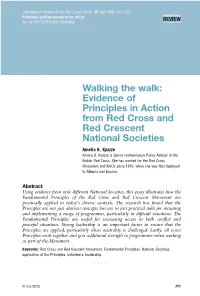 Evidence of Principles in Action from Red Cross and Red Crescent National Societies Amelia B