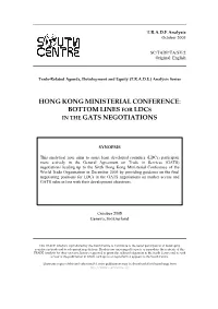 Hong Kong Ministerial Conference: Bottom Lines for Ldcs in the Gats Negotiations