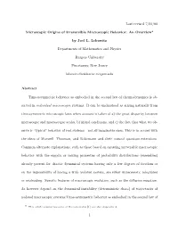 Last Revised 7/24/00 Microscopic Origins of Irreversible Macroscopic