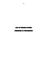 List of Previous Papers