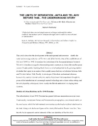 The Limits of Separation: Jaffa and Tel Aviv Before 1948—The Underground Story