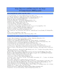 A Comprehensive Bibliography of Books on Directing for the Stage and Stage Directors