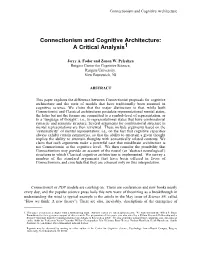 Connectionism and Cognitive Architecture