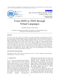 From JSON to JSEN Through Virtual Languages of the Creative Commons Attribution License (