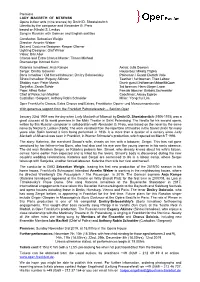 Premiere LADY MACBETH of MTSENSK Opera in Four Acts (Nine Scenes) by Dmitri D