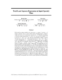 Total Least Squares Regression in Input Sparsity Time