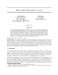 What Is the Upper Limit of Value?