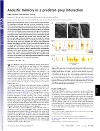 Acoustic Mimicry in a Predator–Prey Interaction