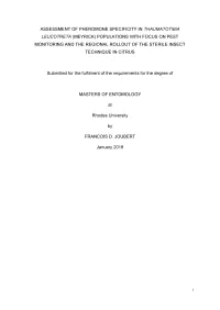 Assessment of Pheromone Specificity in Tha Uma Totibia