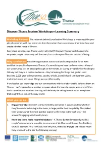 Discover Thurso Tourism Workshops—Learning Summary