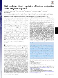 EIN2 Mediates Direct Regulation of Histone Acetylation in the Ethylene Response