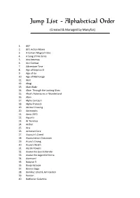 Jump List • Alphabetical Order (Created & Managed by Manyfist)