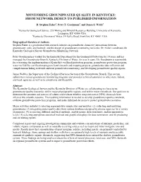 Monitoring Groundwater Quality in Kentucky: from Network Design to Published Information