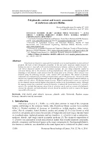 Polyphenolic Content and Toxicity Assessment of Anthriscus Sylyestris Hoffm
