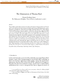 The Diminution of Thomas Kyd