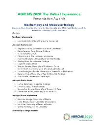 ABRCMS 2020: the Virtual Experience Presentation Awards