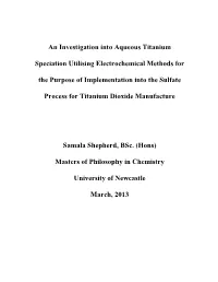 An Investigation Into Aqueous Titanium