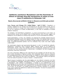 Antibiotic Resistance: Nosopharm and the University of Illinois at Chicago Describe Mechanism of Action of New Class of Antibiotics in Molecular Cell