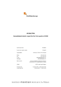 AS BALTIKA Consolidated Interim Report for the First Quarter of 2020