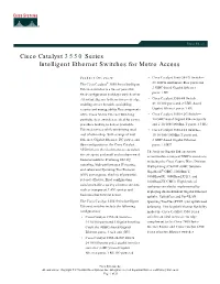 Cisco Catalyst 3550 Series Intelligent Ethernet Switches for Metro Access