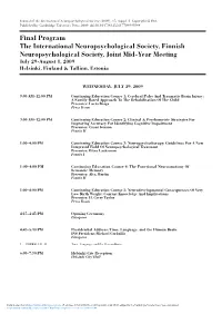 Final Program, the International Neuropsychological Society