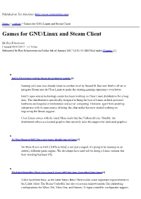 Games for GNU/Linux and Steam Client