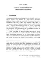Lexical Conceptual Structure and Syntactic Arguments