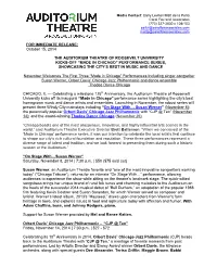 Made in Chicago Performance Series Press Release