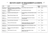Mayor's Diary of Engagements & Events