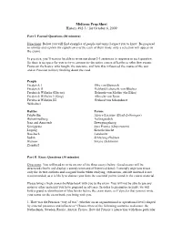 Midterm Prep Sheet History 492-3 / for October 6, 2009