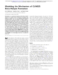Modeling the Mechanism of CLN025 Beta-Hairpin Formation