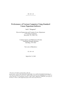 Performance of Various Computers Using Standard Linear Equations Software