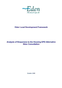Report Analysing Responses to the Housing DPD Alternative Sites