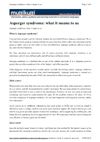 Asperger Syndrome: What It Means to Us Page 1 of 9