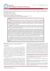 Bioinformatics and Evolution of Vertebrate Pancreatic Lipase And