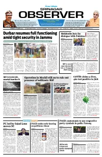 Durbar Resumes Full Functioning Amid Tight Security in Jammu