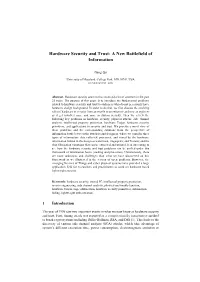 Hardware Security and Trust: a New Battlefield of Information