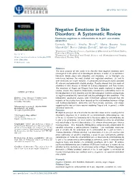 Negative Emotions in Skin Disorders: a Systematic Review