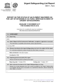 Urgent Safeguarding List Report ICH-11 – Form