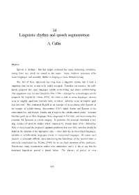 14 Linguistic Rhythm and Speech Segmentation A. Cutler