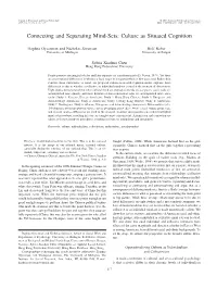 Connecting and Separating Mind-Sets: Culture As Situated Cognition
