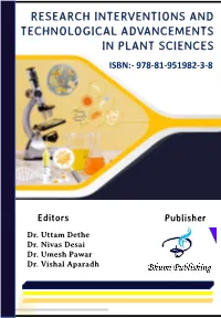 Research Interventions and Technological Advancements in Plant Sciences Isbn:- 978-81-951982-3-8
