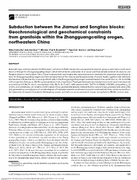 RESEARCH Subduction Between the Jiamusi and Songliao Blocks