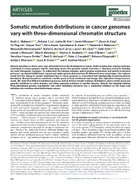 Somatic Mutation Distributions in Cancer Genomes Vary with Three-Dimensional Chromatin Structure