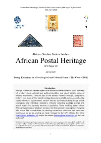 Stamps from Mali Were of Relatively Large Size and Compared to Surface Mail Stamps Their Topics Were Directed More Towards International Events and Organizations