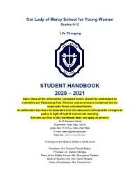 Student Handbook 2020 – 2021