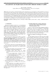 Suggestion of Spare Parts Inventory Theory Model in Army