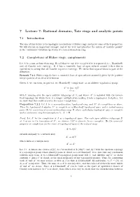 7 Lecture 7: Rational Domains, Tate Rings and Analytic Points